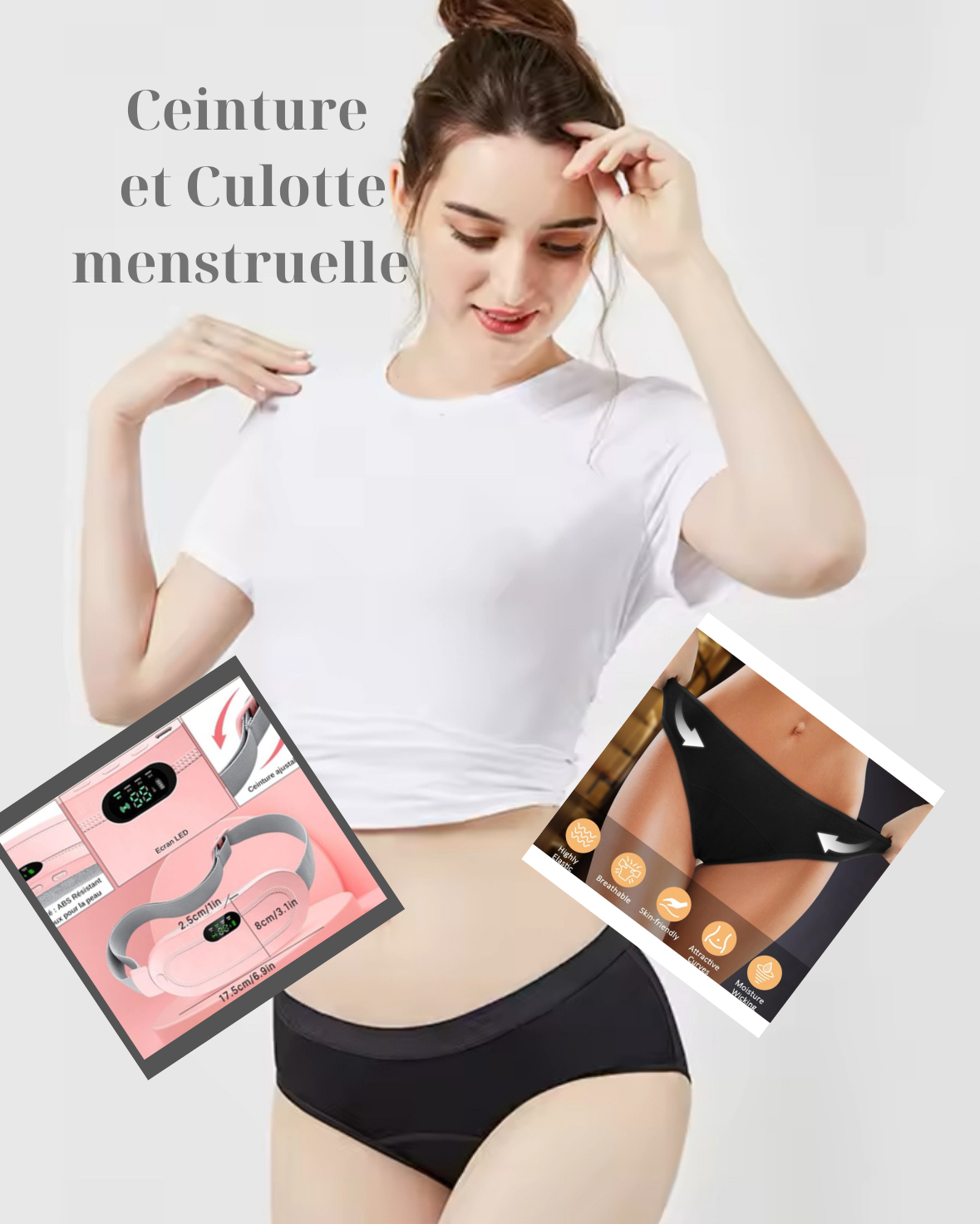 CEINTURE CHAUFFANTE MENSTRUELLE+CULOTTE MENSTRUELLE